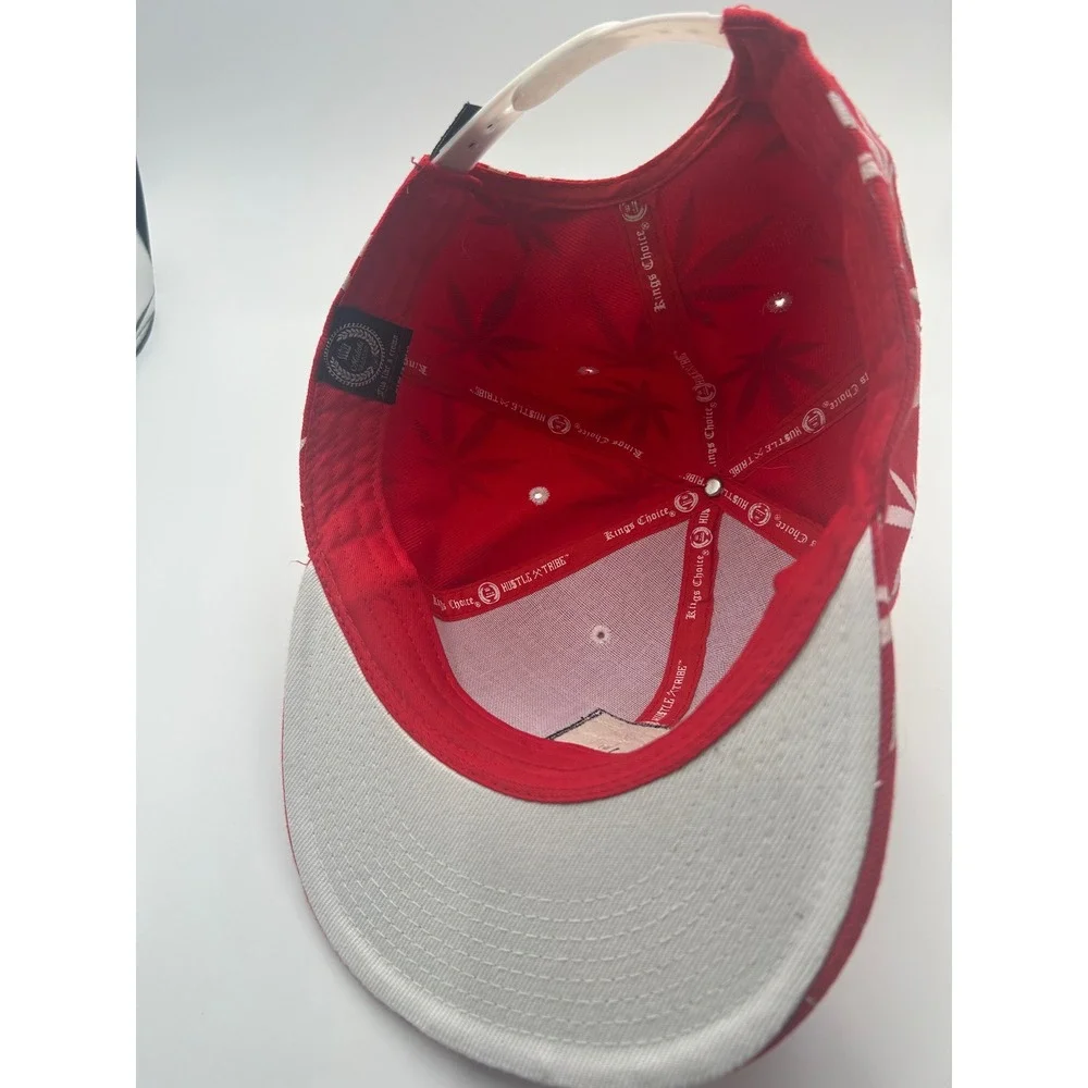 KingsChoice PUF Marijuana Leaf Snapback Hat Red White Hustle Tribe Flat Brim Cap
